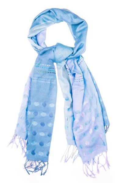 Zijden sjaal. Blauwe zijde sjaal geïsoleerd op witte achtergrond — Stockfoto