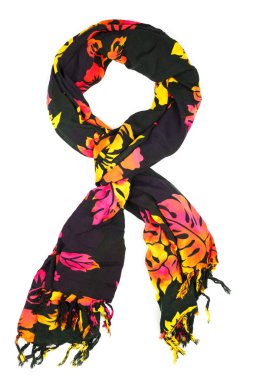 İpek eşarp. Beyaz arka plan üzerinde izole siyah İpek eşarp. 