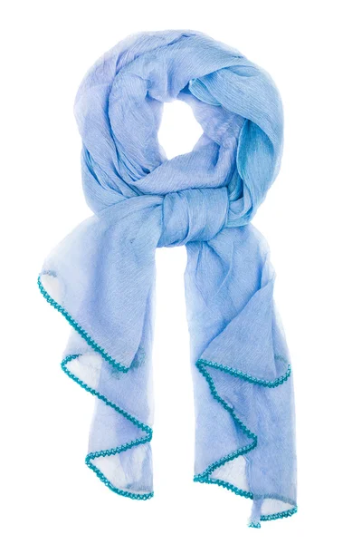 Sidenscarf. Blå silk scarf isolerade på vit bakgrund — Stockfoto