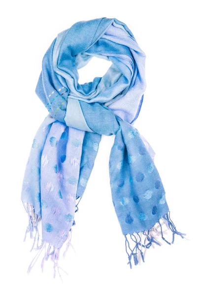 Seidenschal. blauer Seidentuch isoliert auf weißem Hintergrund — Stockfoto