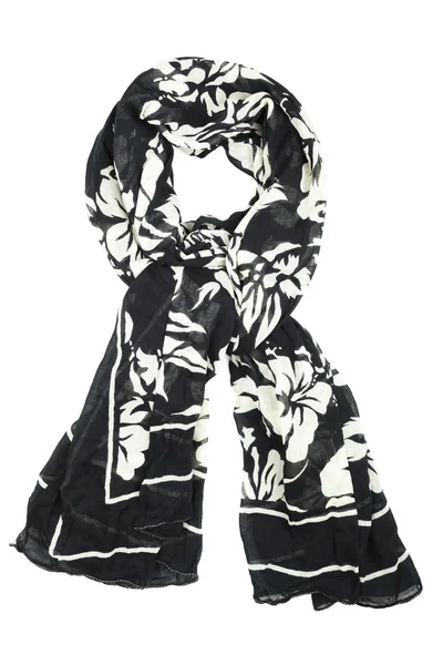 Silk scarf. Black silk scarf isolated on white background. — Stock Photo, Image