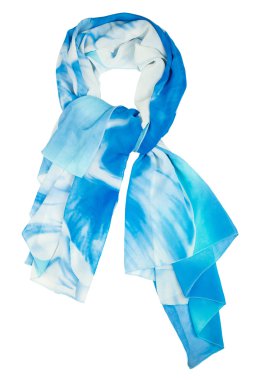 İpek eşarp. Mavi İpek eşarp izole üzerinde beyaz arka plan