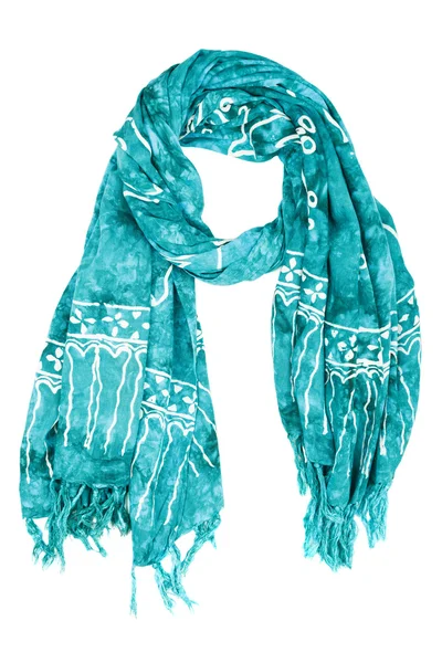 Sidenscarf. Blå silk scarf isolerade på vit bakgrund — Stockfoto