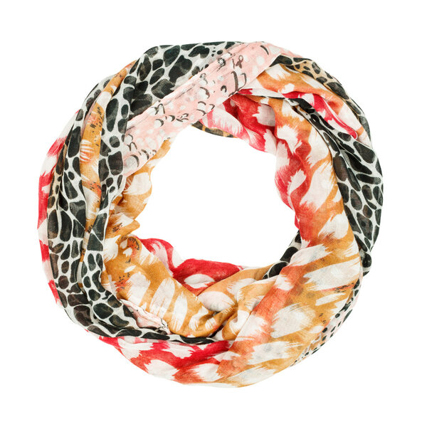 Silk scarf.  Beige silk scarf isolated on white background