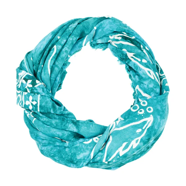 Foulard en soie. Foulard en soie bleu isolé sur fond blanc — Photo