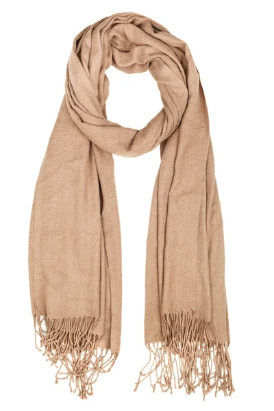 Sidenscarf. Beige sidenscarf isolerad på vit bakgrund — Stockfoto