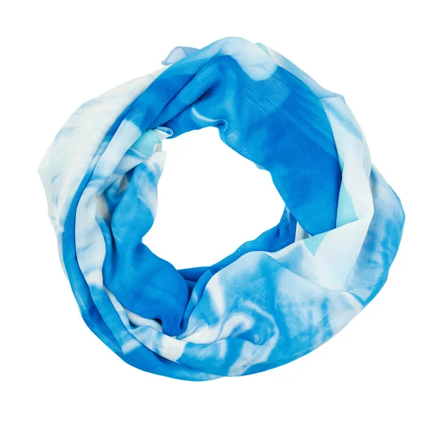 真丝围巾。蓝色丝绸围巾上孤立的白色背景 图库图片