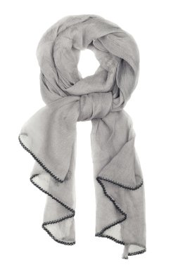 İpek eşarp. Gri İpek eşarp izole üzerinde beyaz arka plan