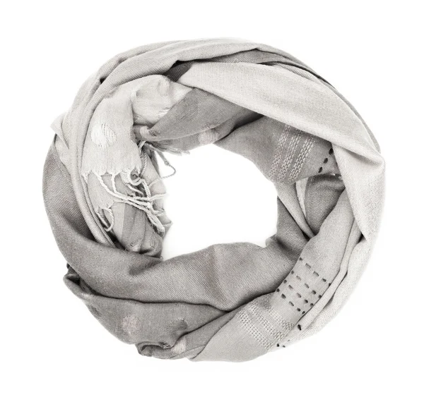 真丝围巾。灰色丝绸围巾上孤立的白色背景 — 图库照片