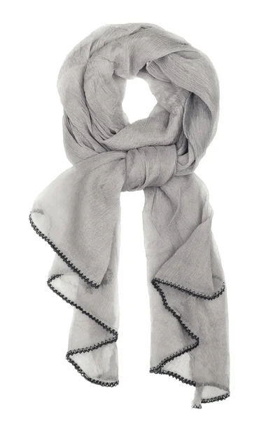 Foulard en soie. Foulard en soie gris isolé sur fond blanc — Photo