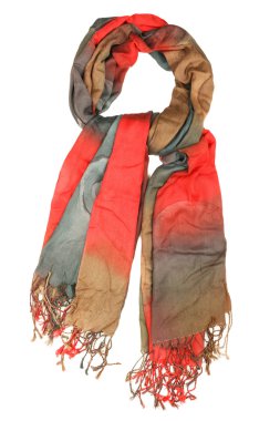 Beyaz arka plan üzerinde izole bej İpek eşarp.  