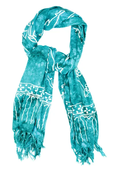 Sidenscarf. Blå silk scarf isolerade på vit bakgrund — Stockfoto