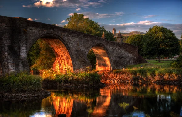 Stirling Bridge bij zonsondergang Stockafbeelding