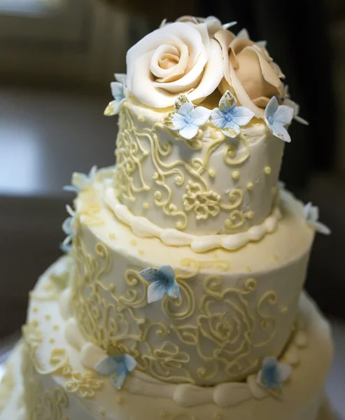 Jolie gâteau de mariage joliment décoré — Photo