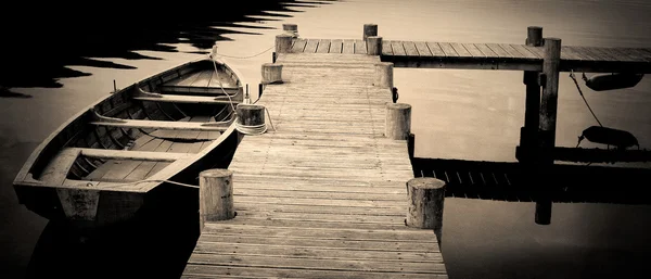 Black and White shot of Row Boat — Stock Photo, Image