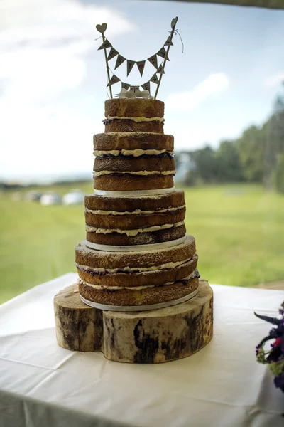 Unique sponge tower wedding cake — Stock Photo, Image