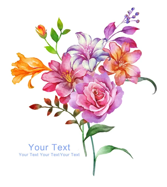 Akvarel květy jednoduché pozadí — Stock fotografie