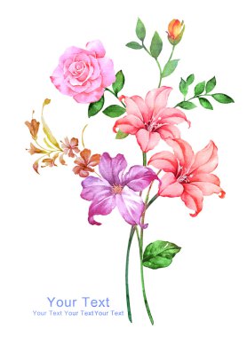 basit arka planda suluboya çiçek