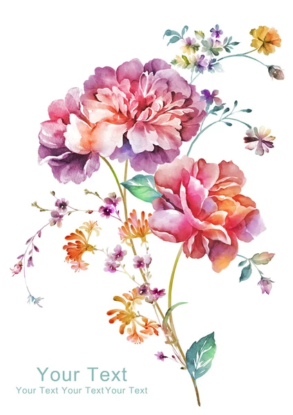 Akwarela, kolorowe kwiaty — Zdjęcie stockowe