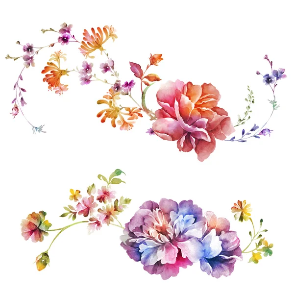 Aquarell gefärbte Blumen — Stockfoto