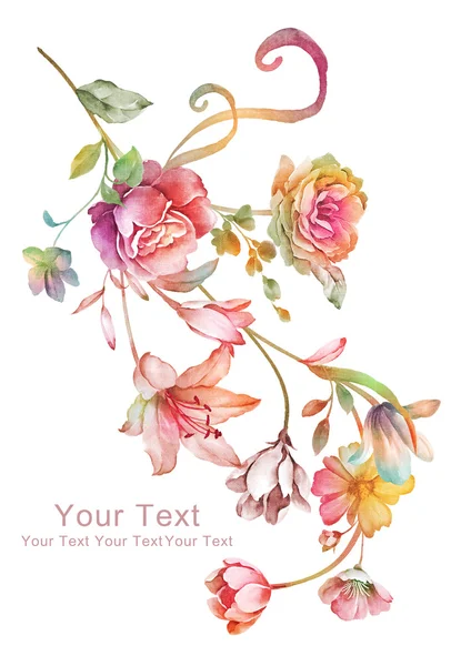 Suluboya çiçek renkli