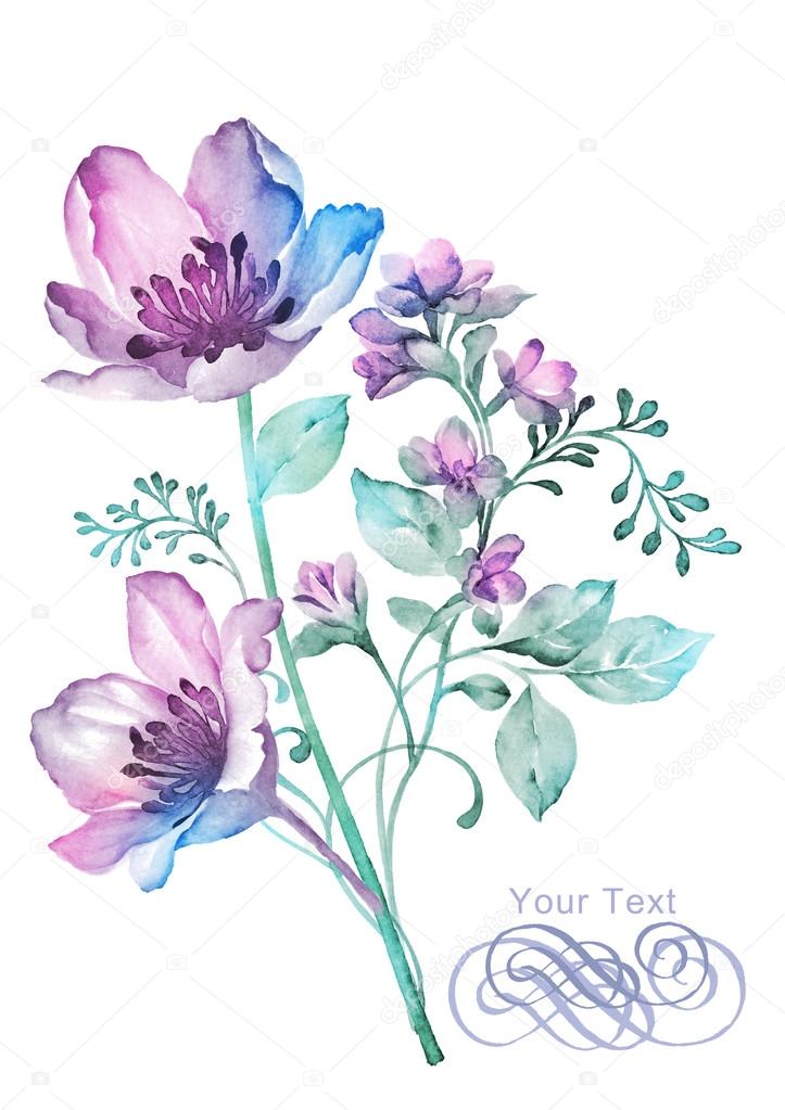 Watercolor colored flowers