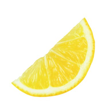 Beyaz arka planda izole edilmiş bir dilim limon.
