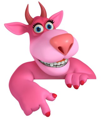 pembe karikatür canavar 3d