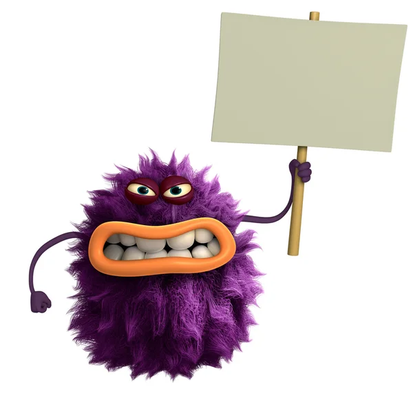 Owłosione potwór fioletowy kreskówka 3d — Zdjęcie stockowe