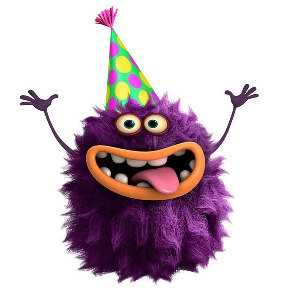 Púrpura de dibujos animados monstruo peludo 3d —  Fotos de Stock