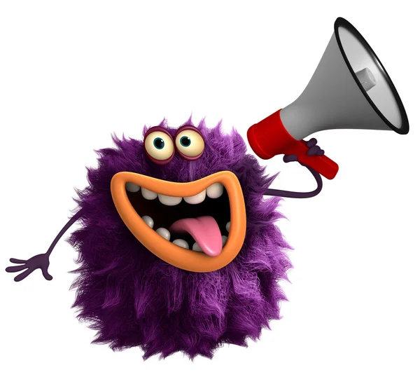 Púrpura de dibujos animados monstruo peludo 3d — Foto de Stock