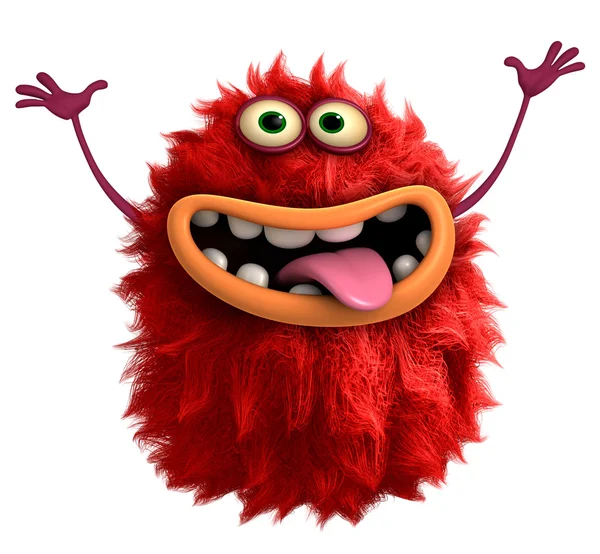 Röd cartoon håriga monster 3d — Stockfoto