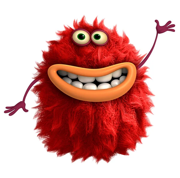 Dibujos animados rojo monstruo peludo 3d —  Fotos de Stock