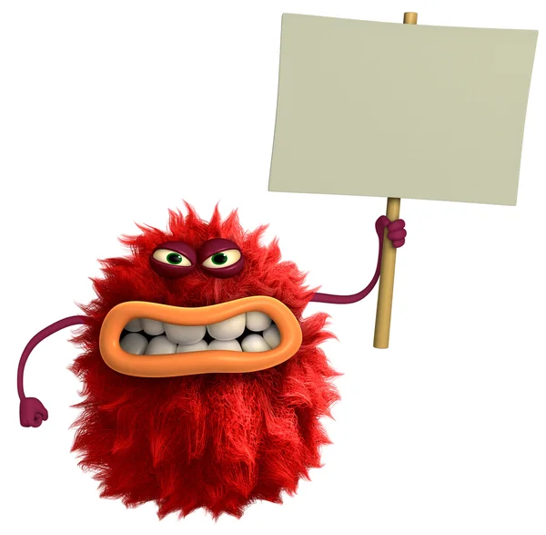 Red cartoon hairy monster 3d — Stock Photo, Image