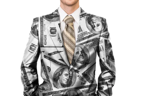 Мастер бизнеса в долларовом костюме — стоковое фото