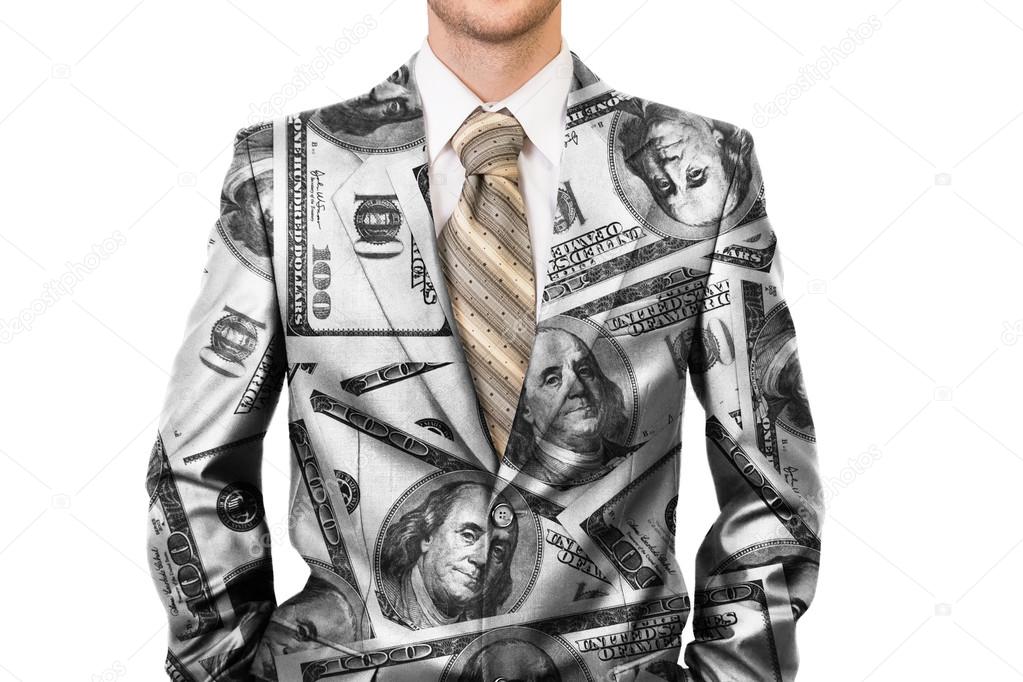 Master of business dressed in dollar suit