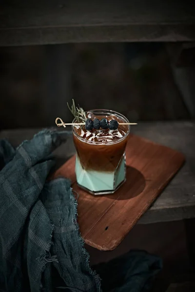 cold milk with mint syrup added topped with hot espress