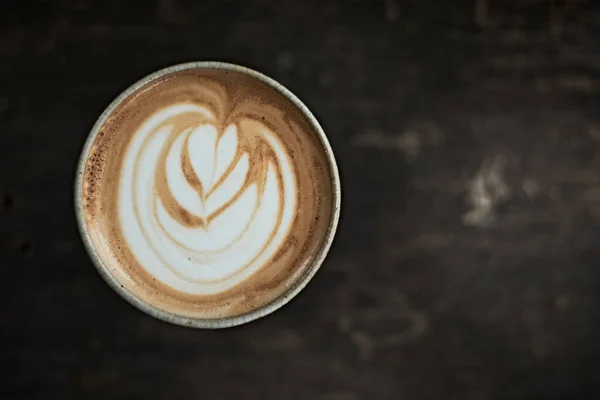 Selectieve Focus Cup Van Hete Latte Art Koffie Focus Witte — Stockfoto