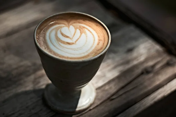 Xícara Foco Seletivo Café Arte Quente Latte Foco Foa Branco — Fotografia de Stock