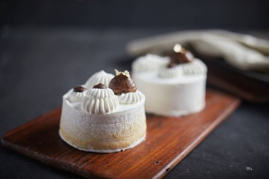 Lezzetli kestane keki. Ev yapımı pişirme. Tatlı tatlı. 