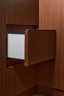 Şık bir mutfak tezgahı ve çekmece görüntü yakın bir detay