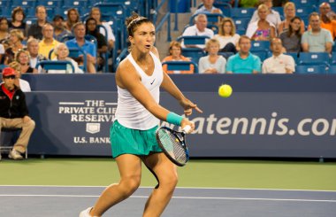 Mason, Ohio - 15 Ağustos 2016: Sara Errani 15 Ağustos 2016'da Mason, Ohio'daki Western and Southern Open'da ilk tur maçında. 