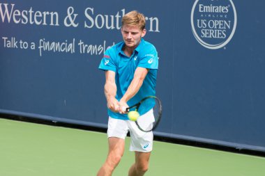 Mason, Ohio - 16 Ağustos 2016: David Goffin 16 Ağustos 2016'da Mason, Ohio'daki Western and Southern Open'da bir maçta. 