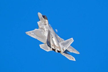 F-22 Raptor performance by the F-22 Demo Team at the Lockheed Martin Space and Air Show in Sanford, Florida, on October 31, 2020. clipart