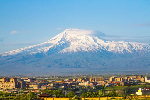 Erivan Ermenistan Dan 137 Metre Yükseklikteki Ararat Dağı Türkiye Görülüyor — Stok fotoğraf