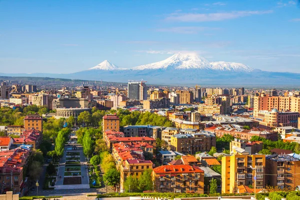 Erivan Ermenistan Dan 137 Metre Yükseklikteki Ararat Dağı Türkiye Görülüyor — Stok fotoğraf