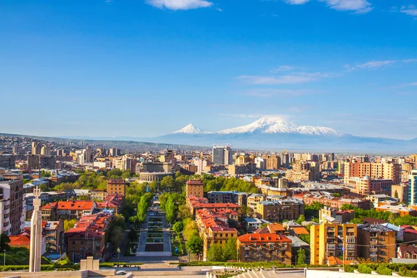 Erivan Ermenistan Dan 137 Metre Yükseklikteki Ararat Dağı Türkiye Görülüyor — Stok fotoğraf