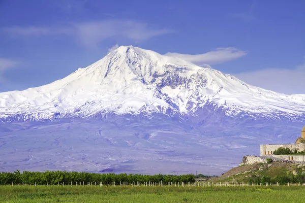 Khor Virap Kloster Framför Berget Ararat Sett Från Jerevan Armenien — Stockfoto