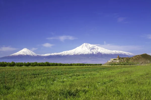 Μονή Khor Virap Μπροστά Από Όρος Ararat Θέα Από Ερεβάν — Φωτογραφία Αρχείου