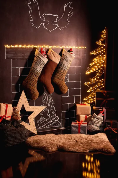 Habitación Decorada Para Niños Navidad Decoración Año Nuevo Árbol Sala —  Fotos de Stock